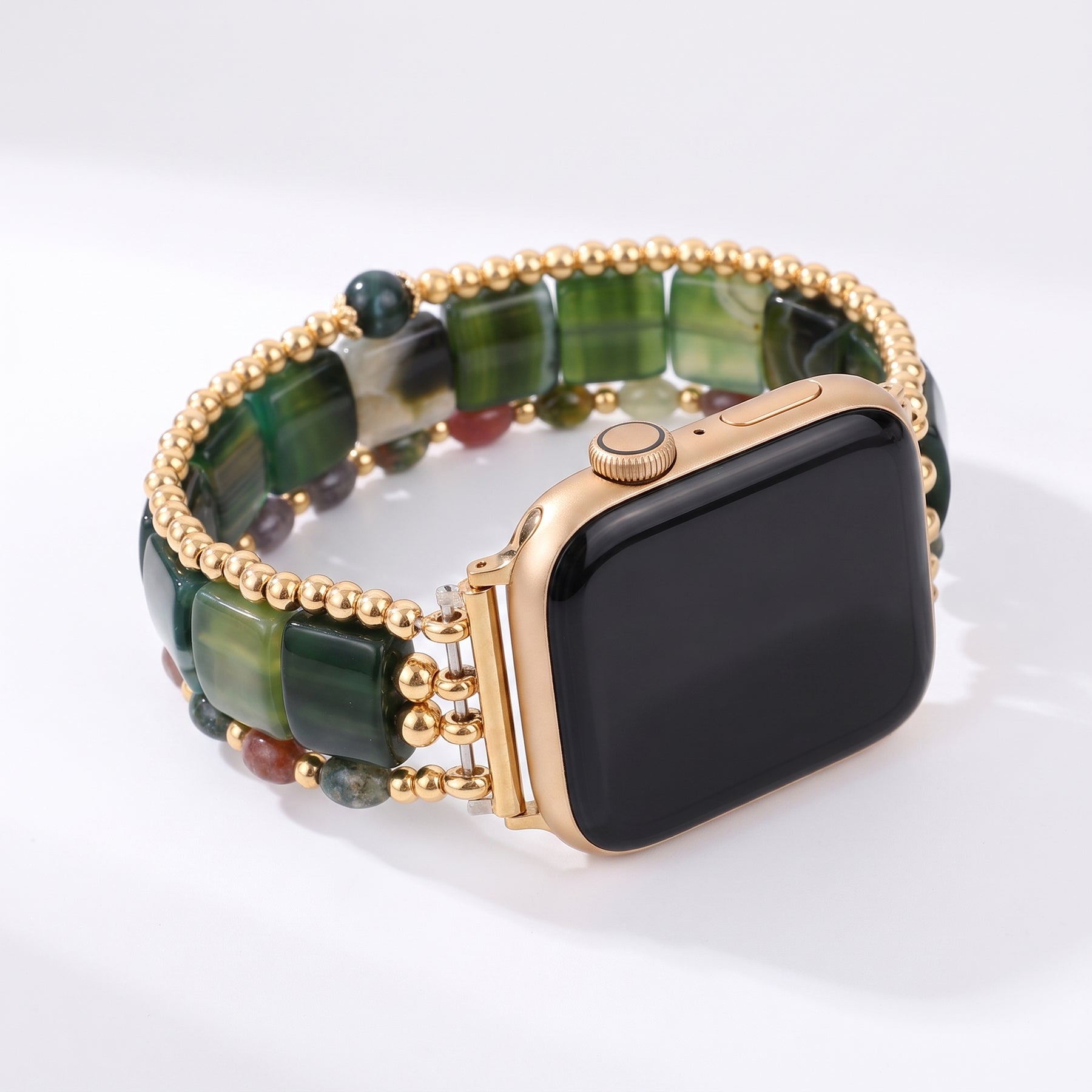 Bracelete elástica Wild Grace em ágata para Apple Watch, prateada