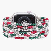 Pulseira Elástica Festiva Prateada Elegante para Apple Watch