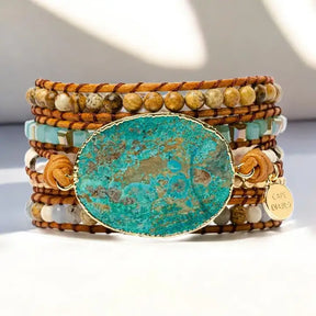 Pulseira de Pedra Jaspe Terra Azul