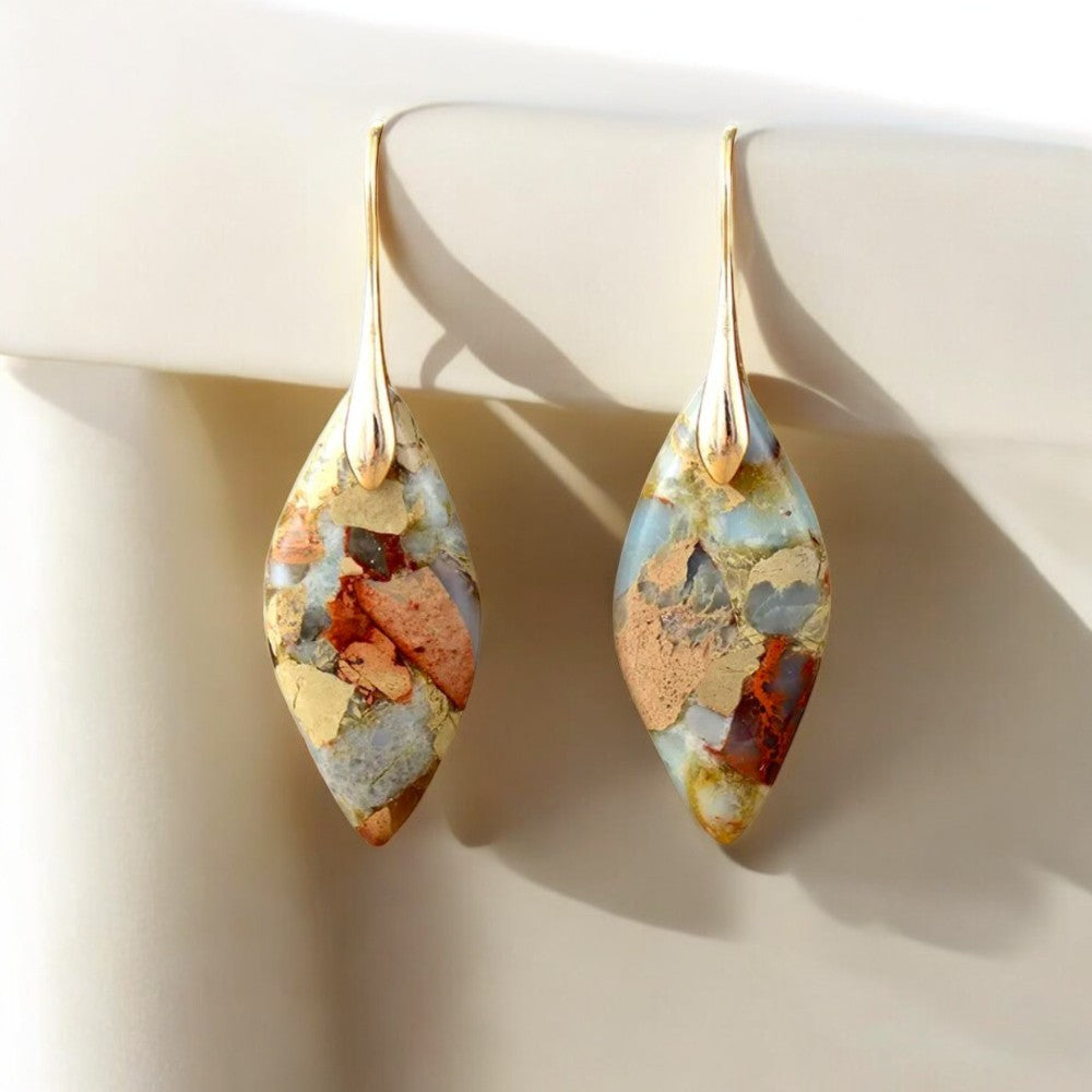 Brincos de Jaspe Folhas Terra Hues