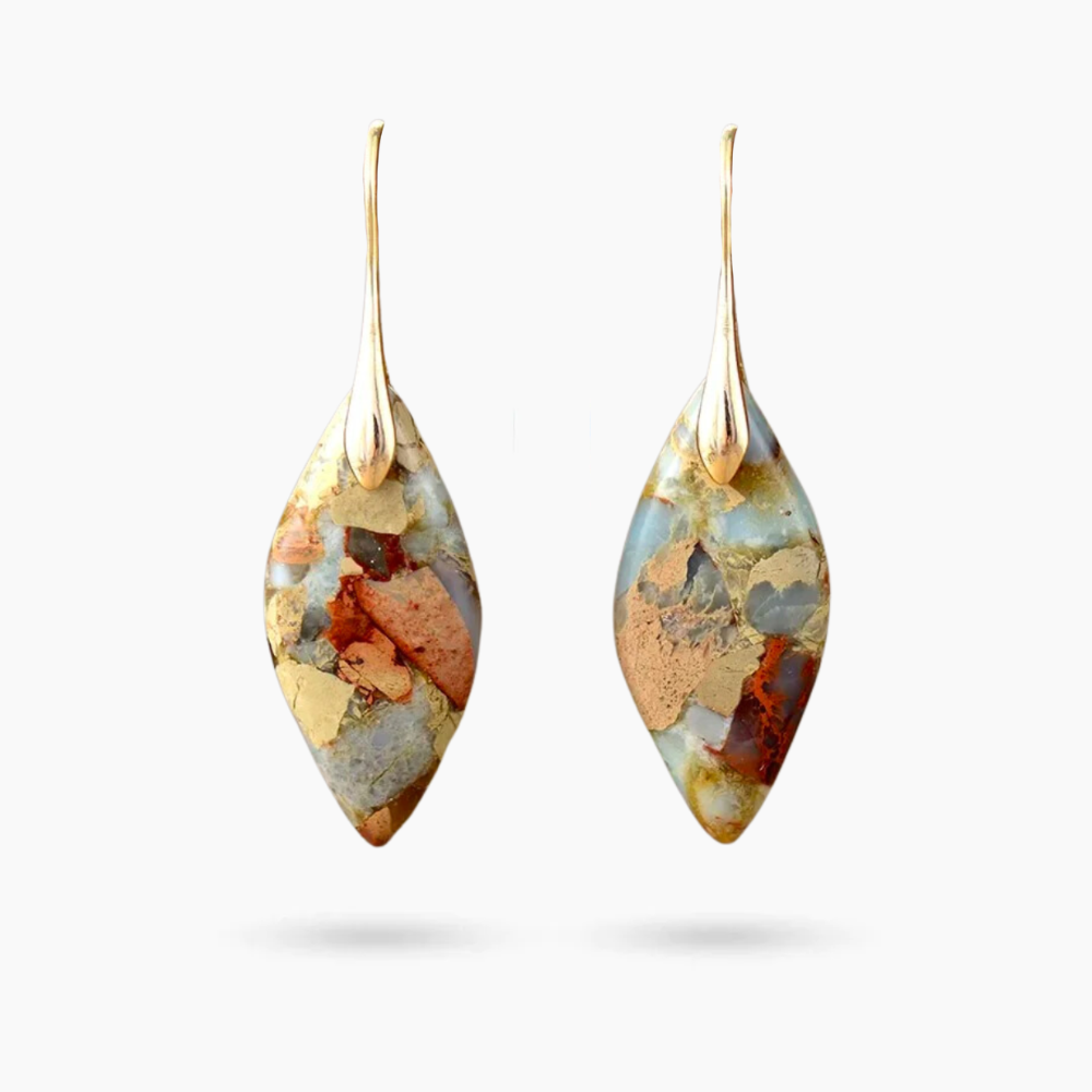 Brincos Terra Hues Leaves Jasper
