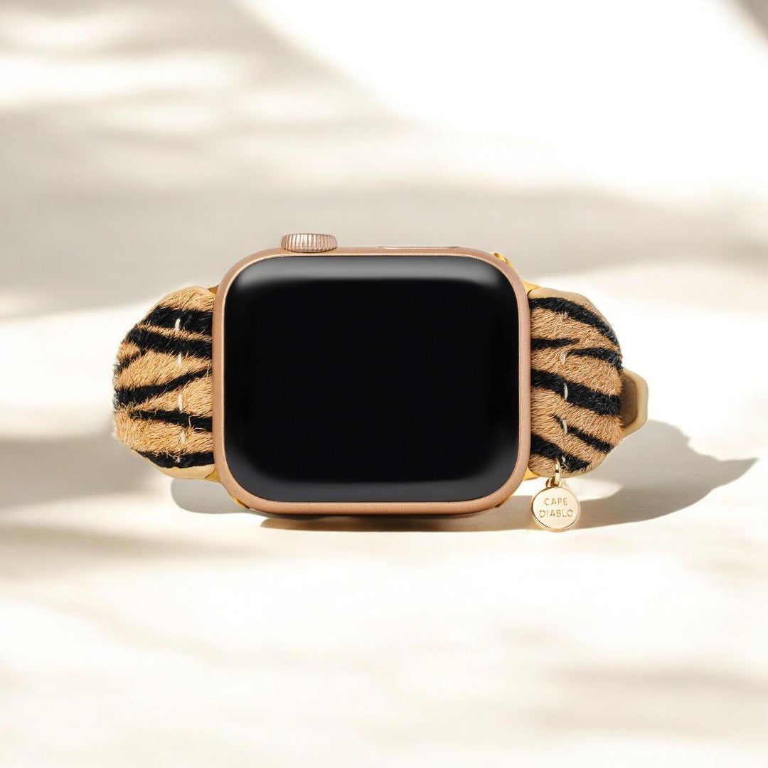 Pulseira de couro elegante com riscas para Apple Watch
