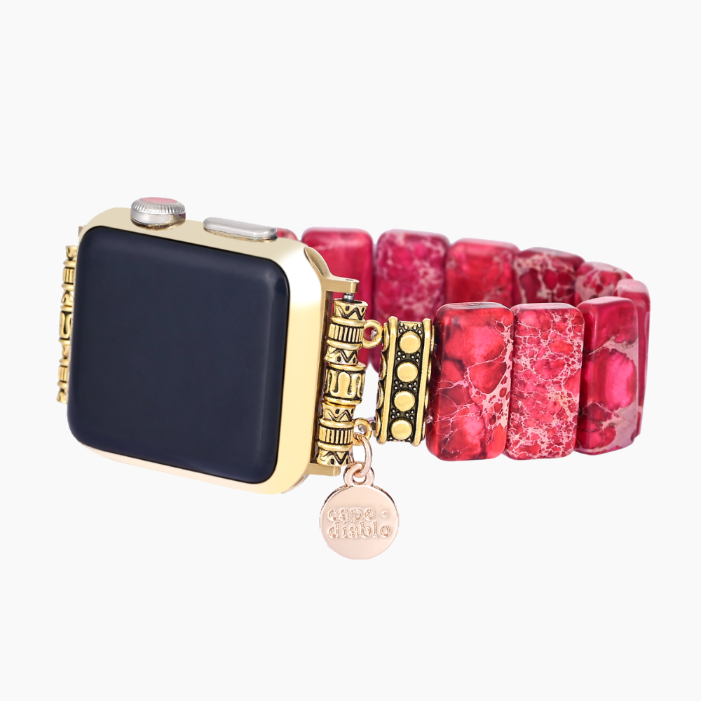 Pulseira elástica Scarlet Tibetan Jasper para Apple Watch