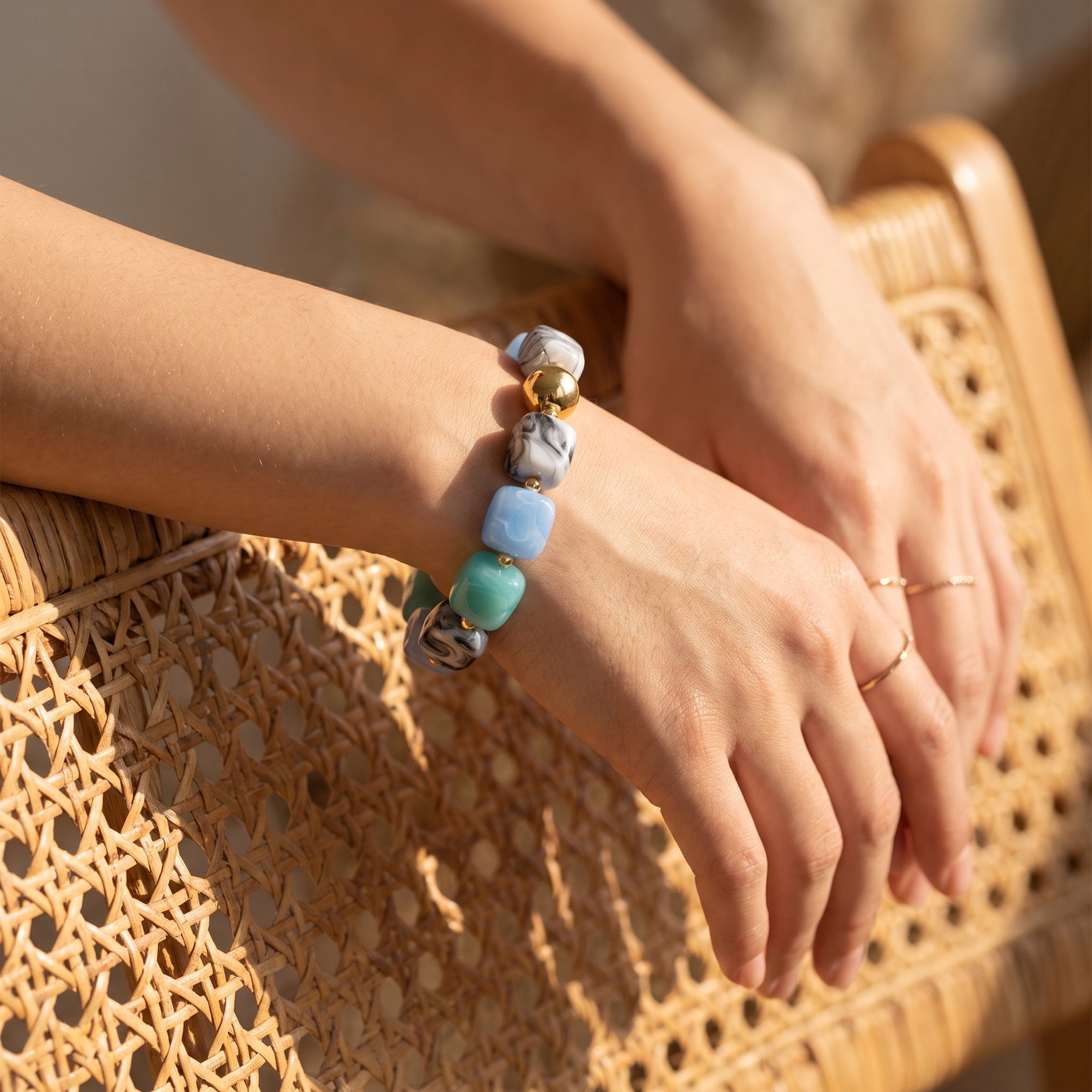 Pulseira Ocean Mist de contas grossas mistas