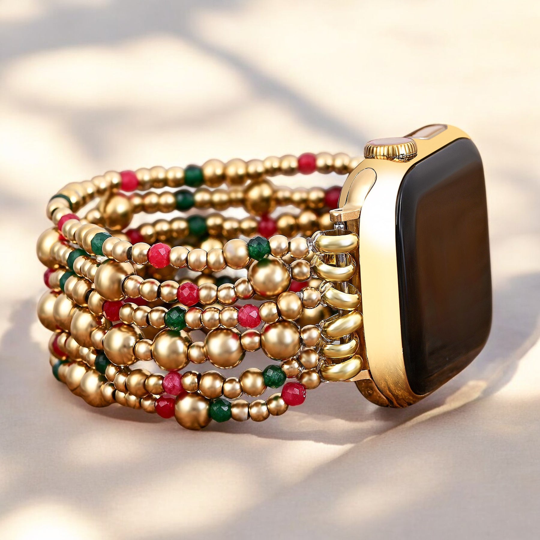 Pulseira Mágica Dourada de Natal para Apple Watch