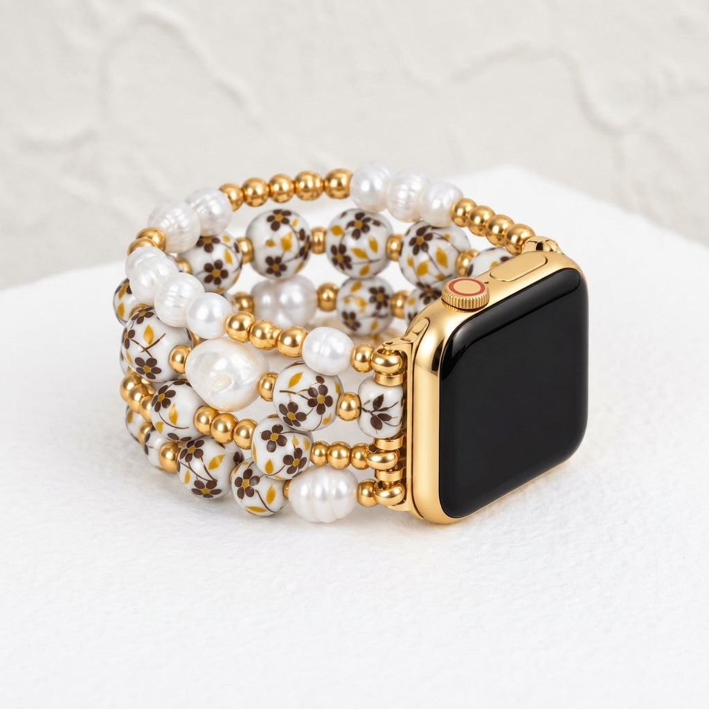 Bracelete Apple Watch Porcelain Garden Golden Meadow