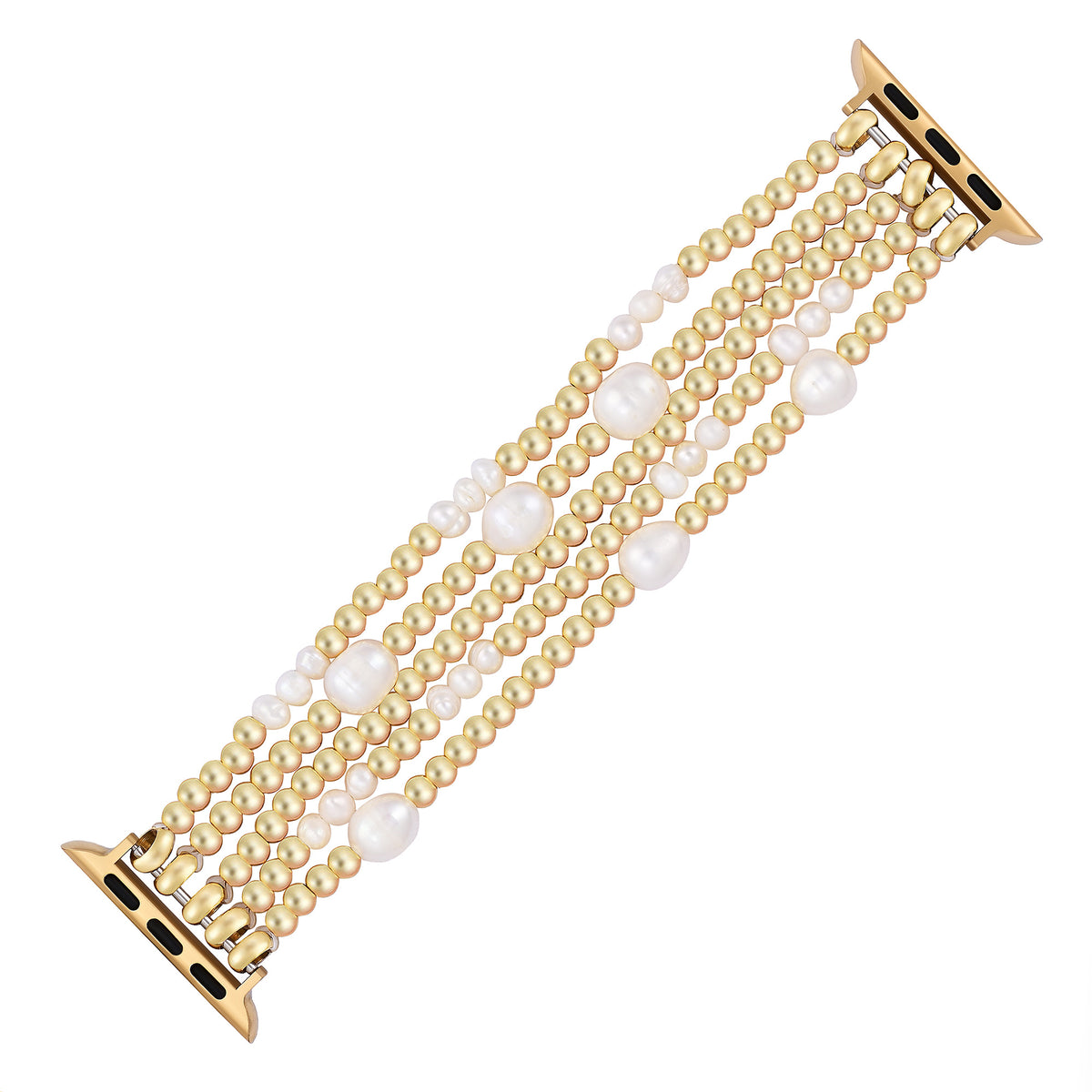 Pulseira Elástica Dourada e de Pérola para Apple Watch