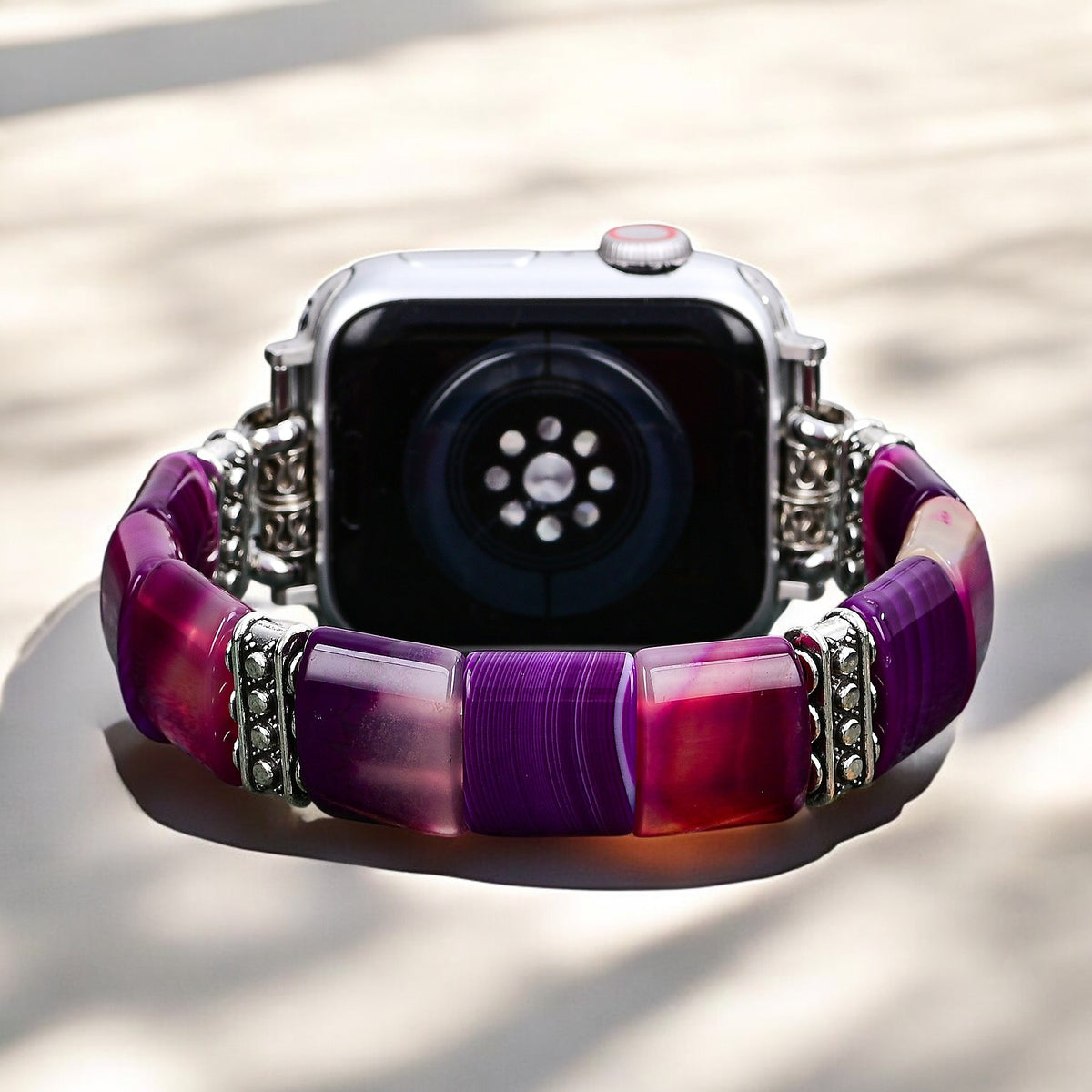 Pulseira de Apple Watch em Ágata Aura Ametista