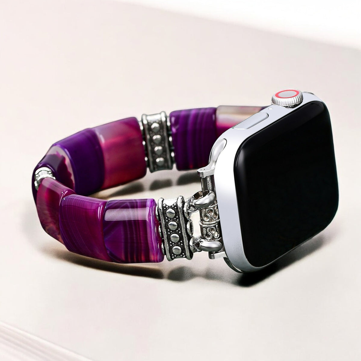 Pulseira de Apple Watch em Ágata Aura Ametista