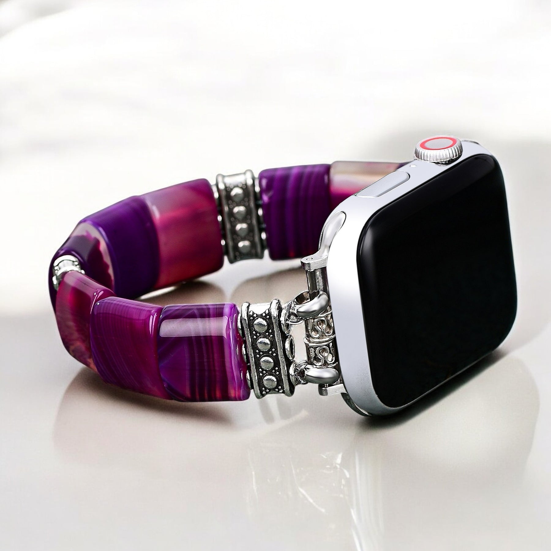 Pulseira elástica Amethyst Aura Agate para Apple Watch