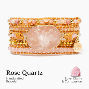 Pulseira de quartzo rosa dourada