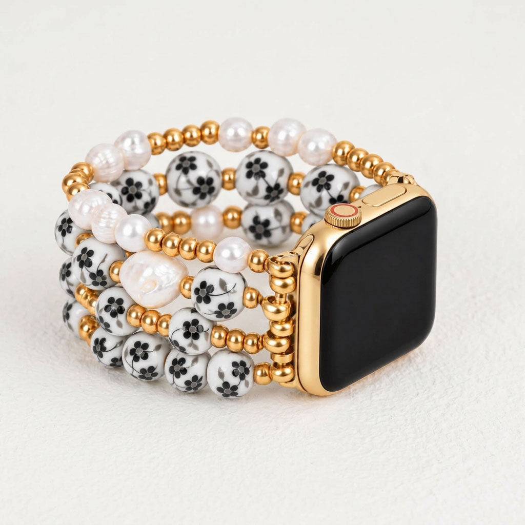 Bracelete Apple Watch Porcelain Garden Midnight Bloom