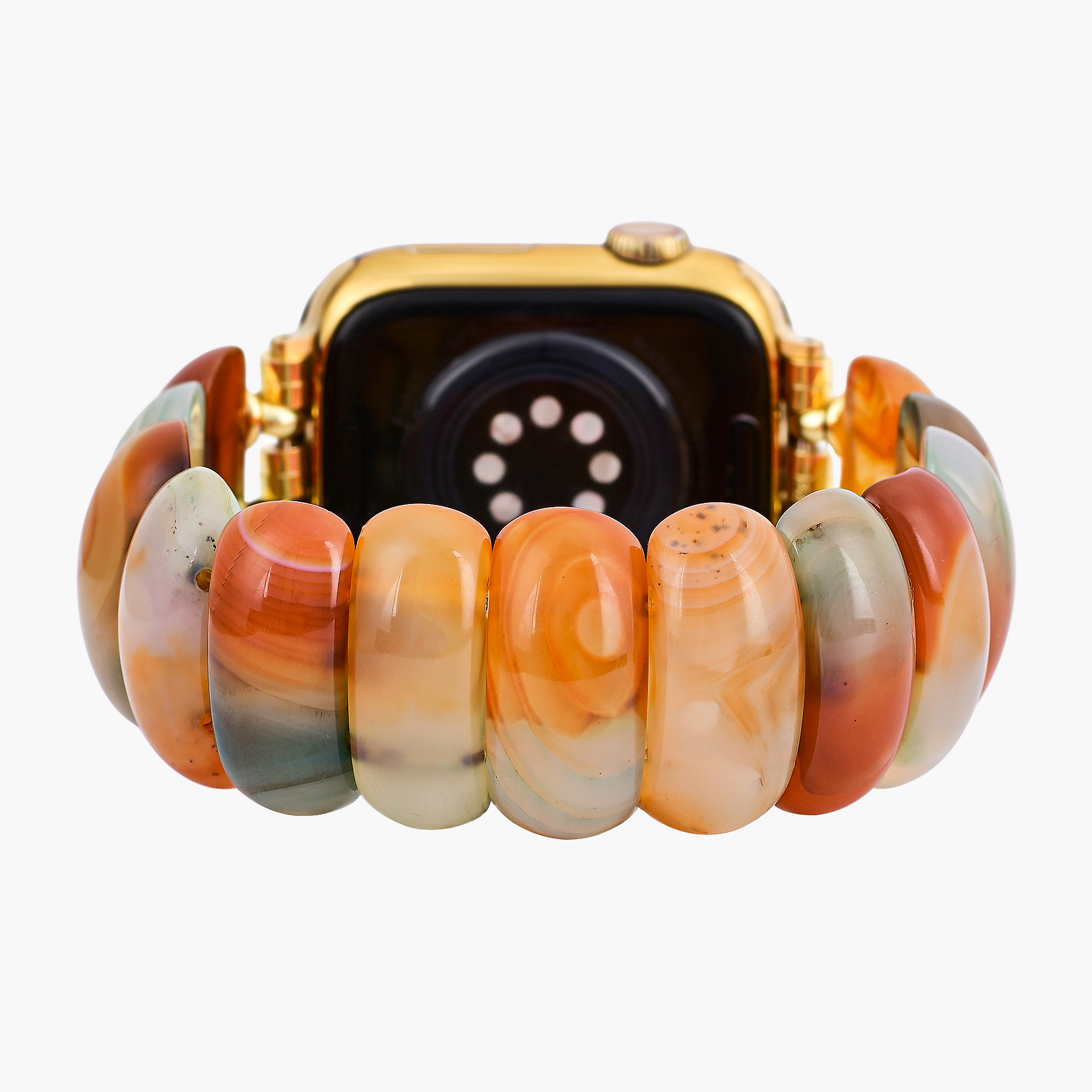 Pulseira de Apple Watch de Agata Dourada ao Entardecer