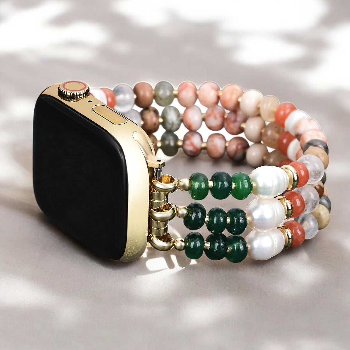 Correia de Pedra Natural Coral para Apple Watch