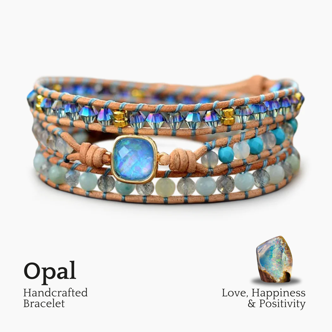 Pulseira Envolvente Quadrada de Opala para Cura