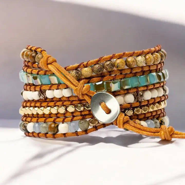 Pulseira de Pedra Jaspe Terra Azul