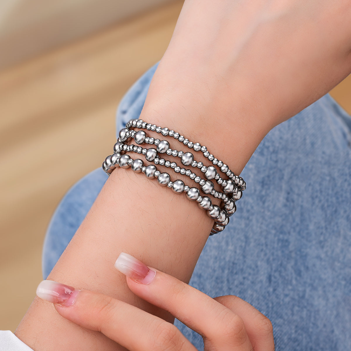 Conjunto de pulseiras Platinum Demure