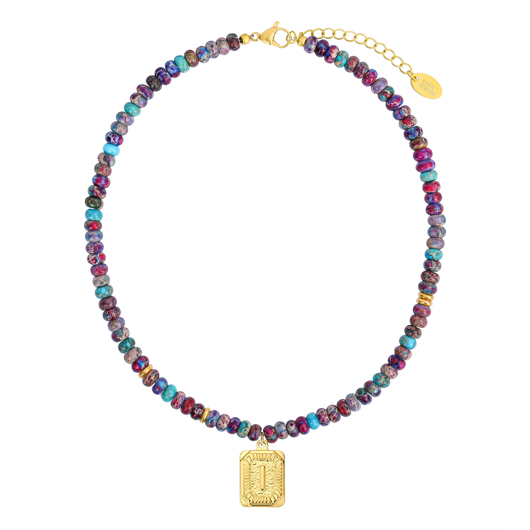 Colar com Letra de Jaspe Imperial Azul