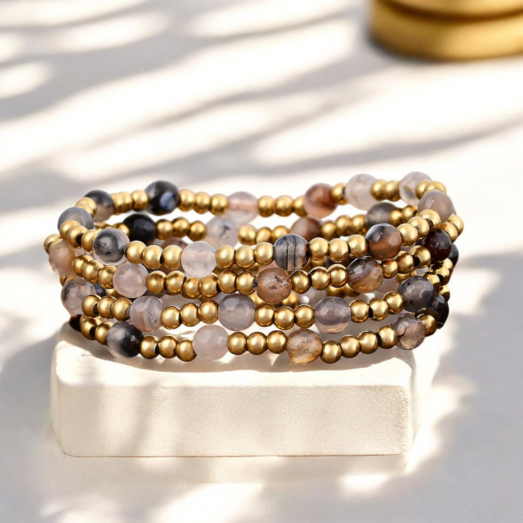 Conjunto de Pulseiras Elegância de Ágata