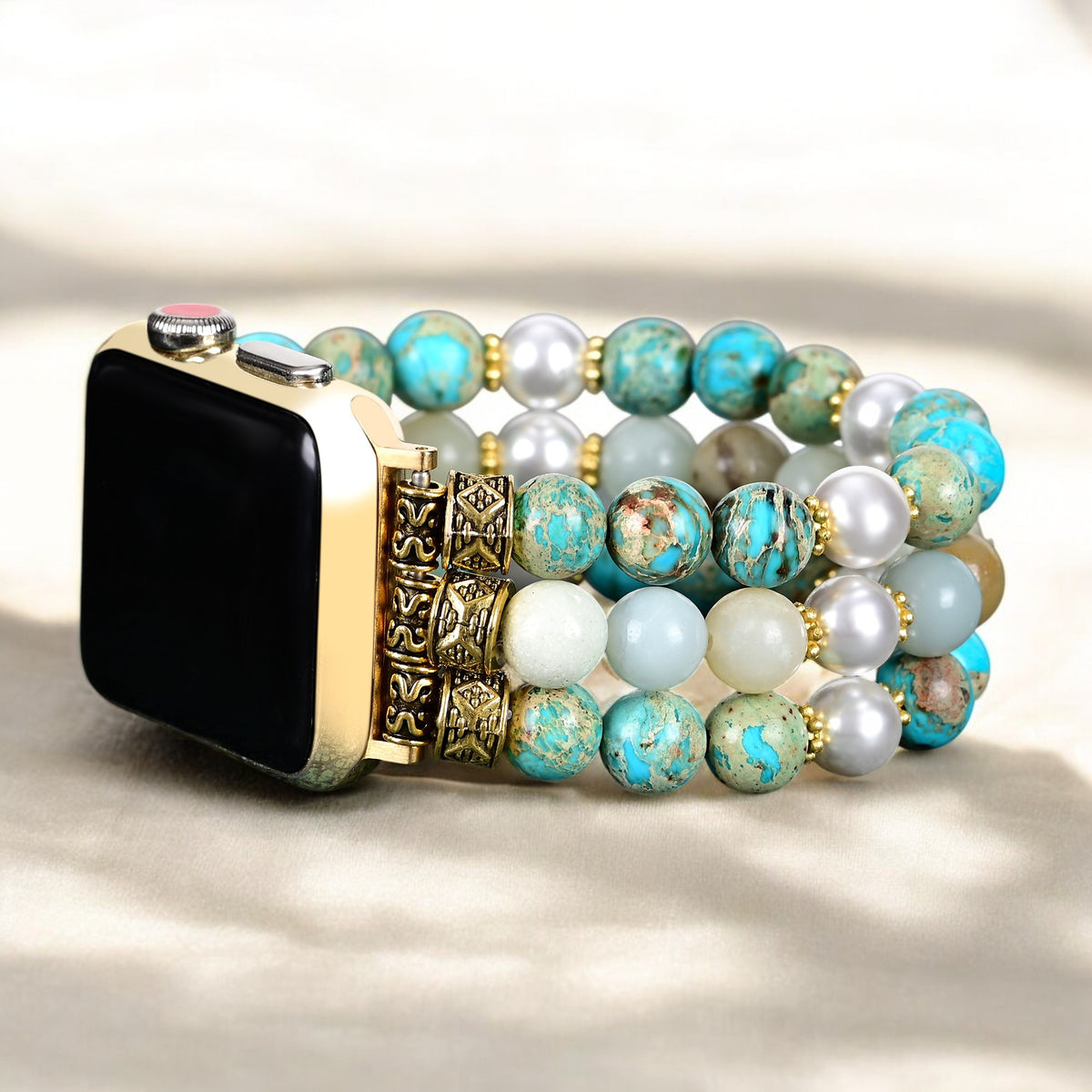 Pulseira de relógio extensível em jaspe Ocean Breeze