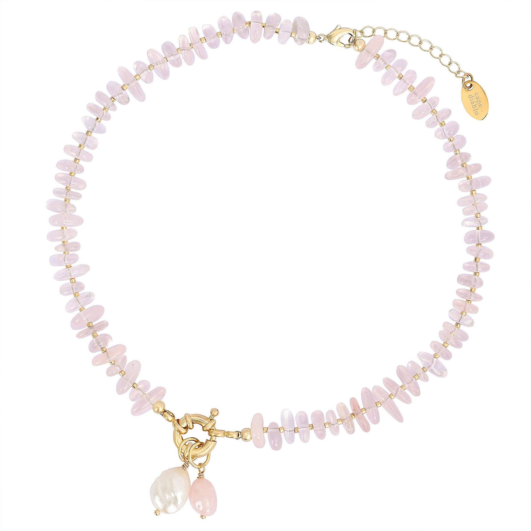 Colar com Pendentes de Quartzo Rosa