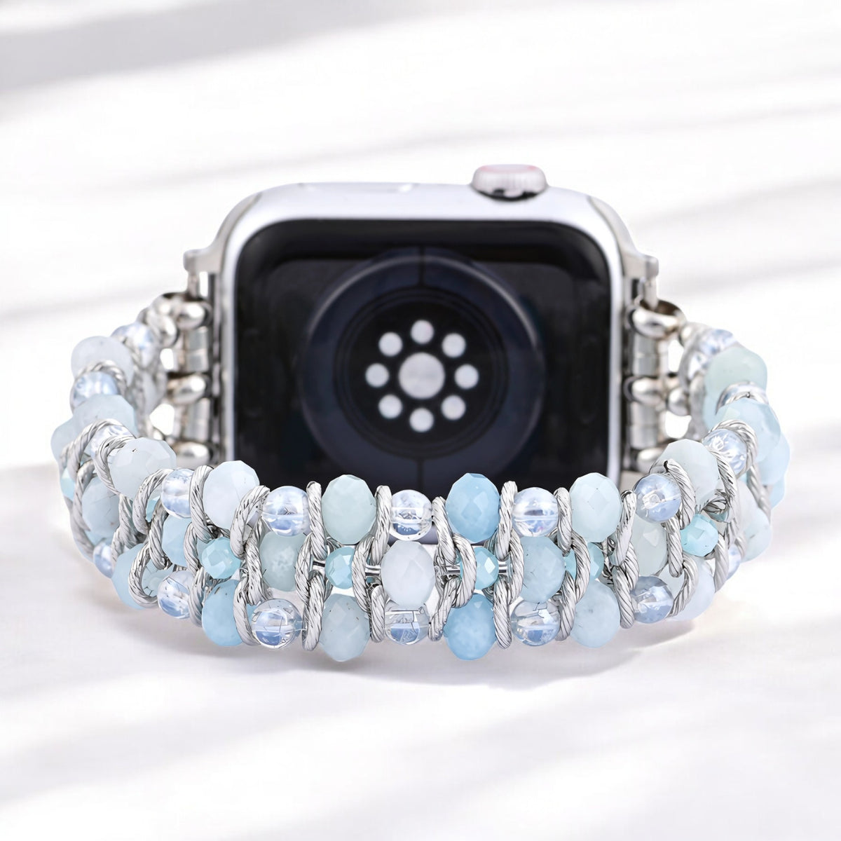 Correia trançada de safira aquamarine para Apple Watch