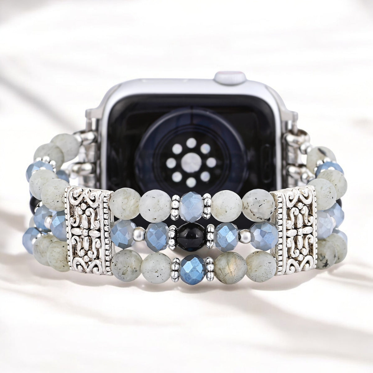 Pulseira Elástica Artesanal de Labradorite Índigo para Apple Watch