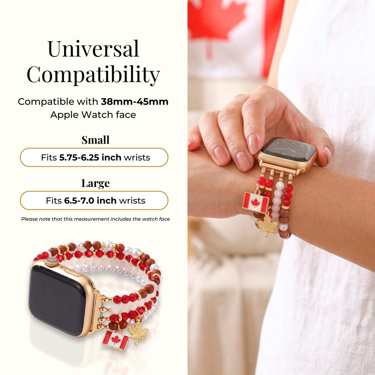 Correia elástica para Apple Watch em pérola de bordo do Canadá