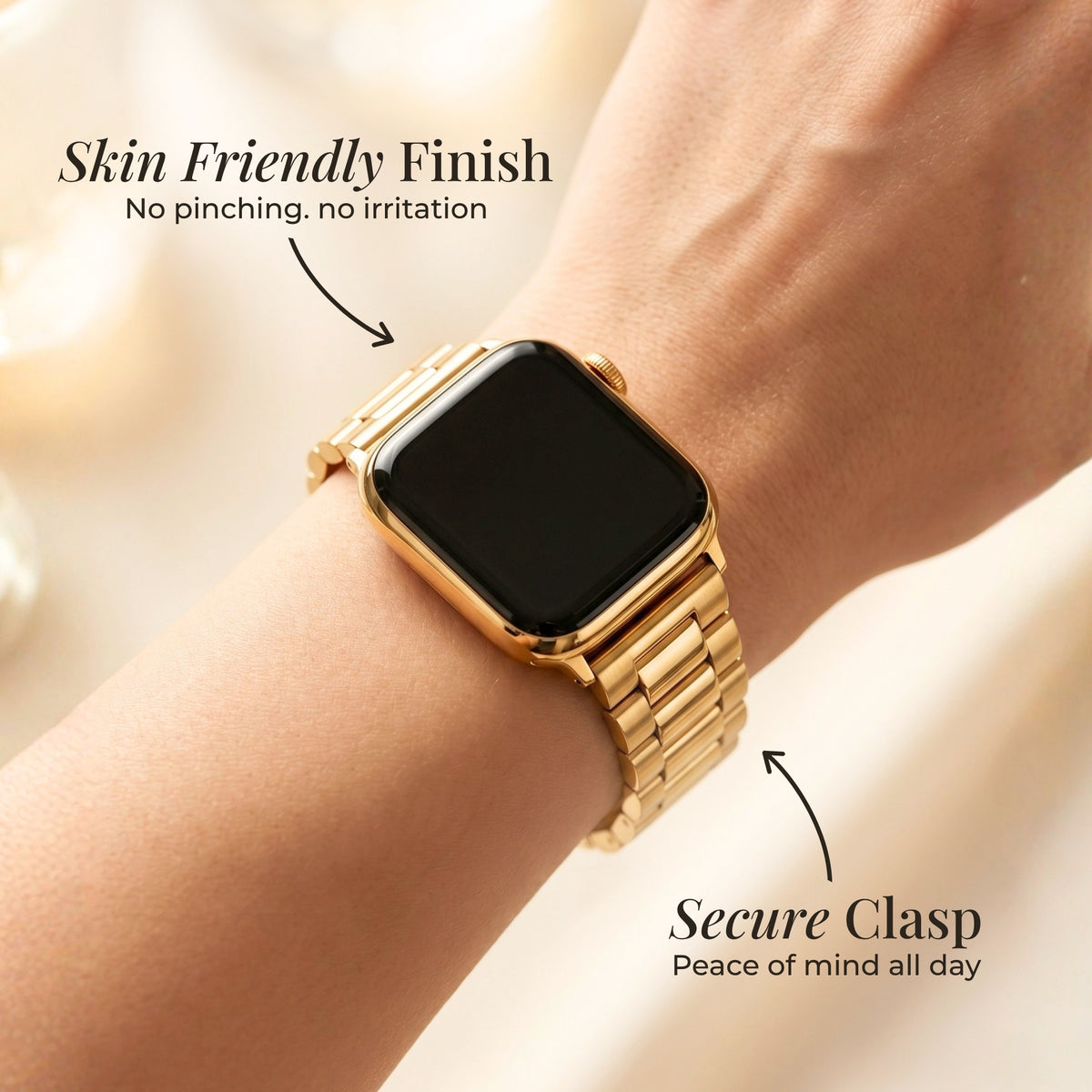 Correia Clássica Dourada de Luxo para Apple Watch