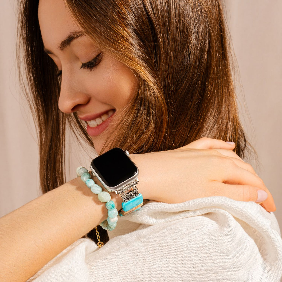 Pulseira elástica costeira turquesa Apple Watch