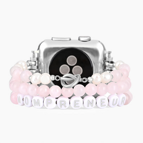 Pulseira elástica Mompreneur Quartzo Rosa para Apple Watch