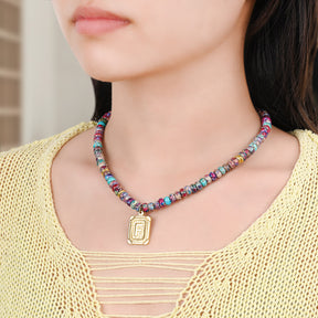 Colar com Letra de Jaspe Imperial Azul