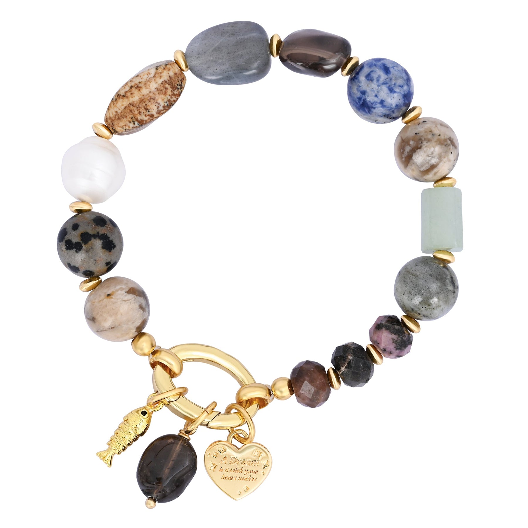 Pulseira com Pendentes Coração de Obsidiana