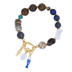 Pulseira com Pendentes de Onda de Labradorite