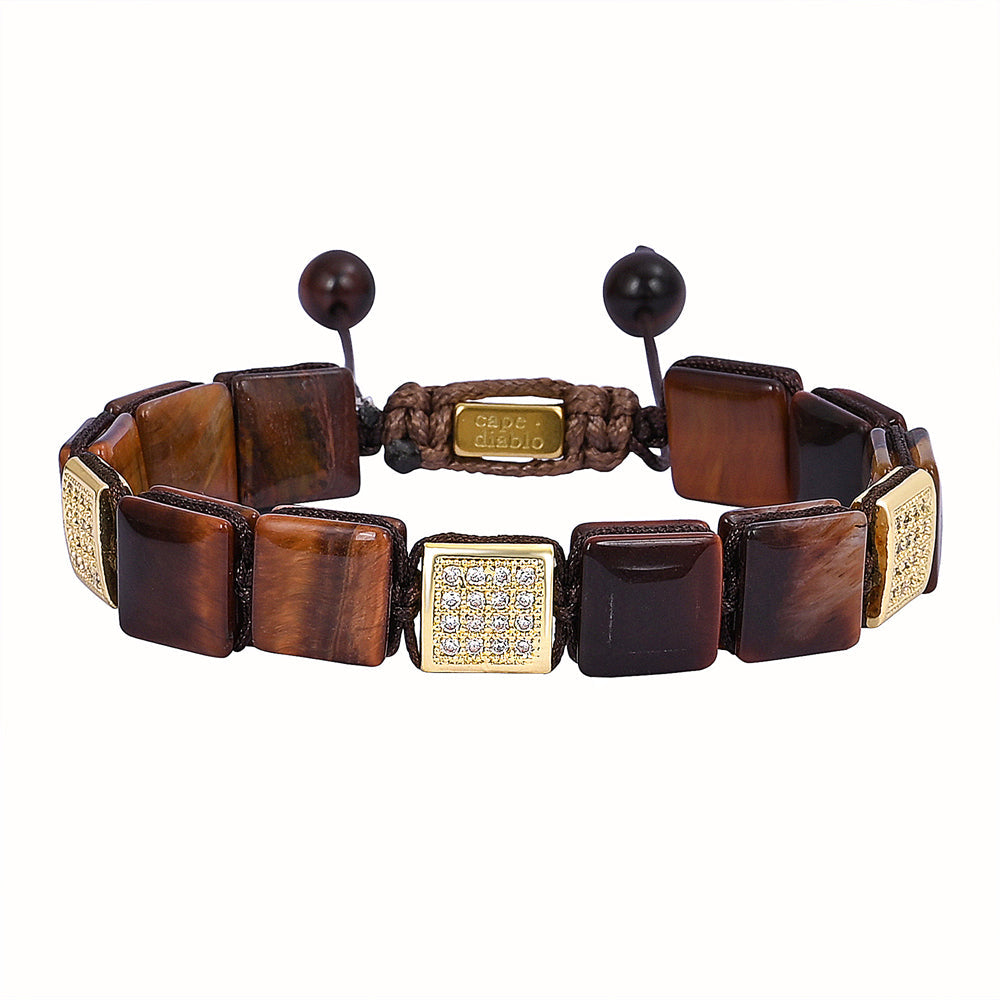 Pulseira masculina de Olho de Tigre vermelho