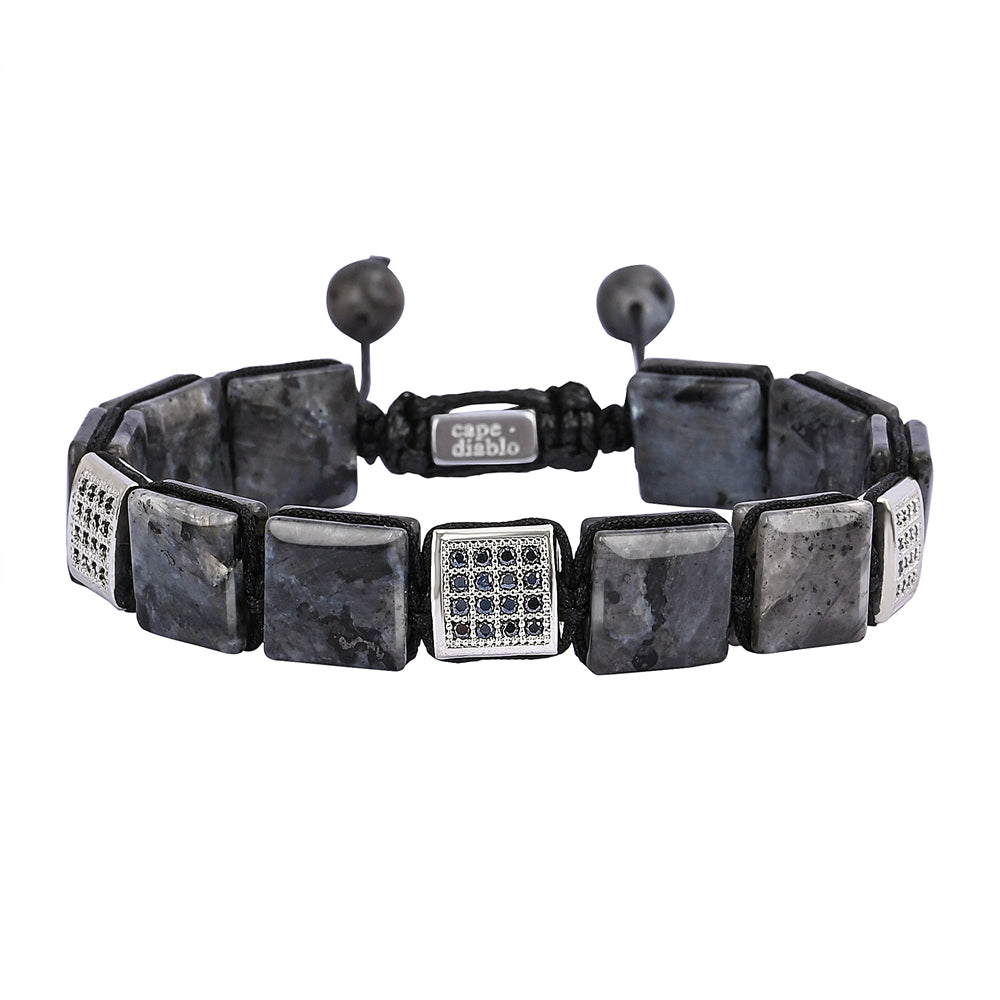 Pulseira masculina preta de labradorite