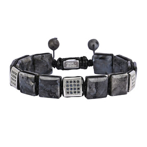 Pulseira masculina preta de labradorite