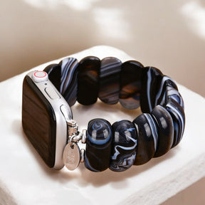 Pulseira Apple Watch de Ágata Mármore Preto