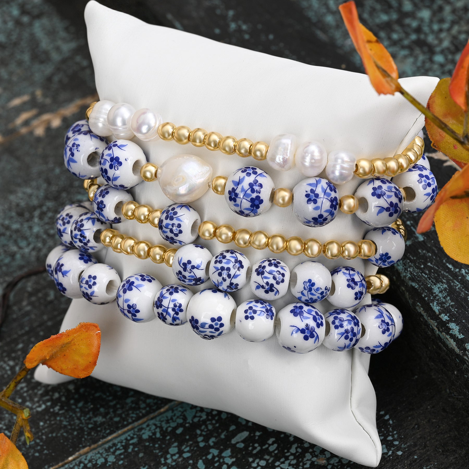 Pulseira de Pérolas Azure Bloom
