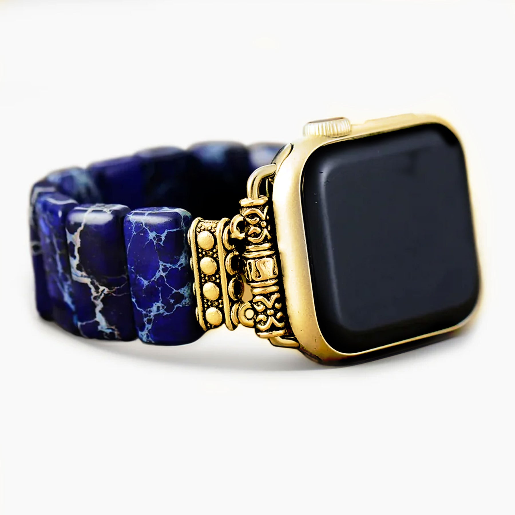 Pulseira para Apple Watch em jaspe tibetano azul marinho escuro