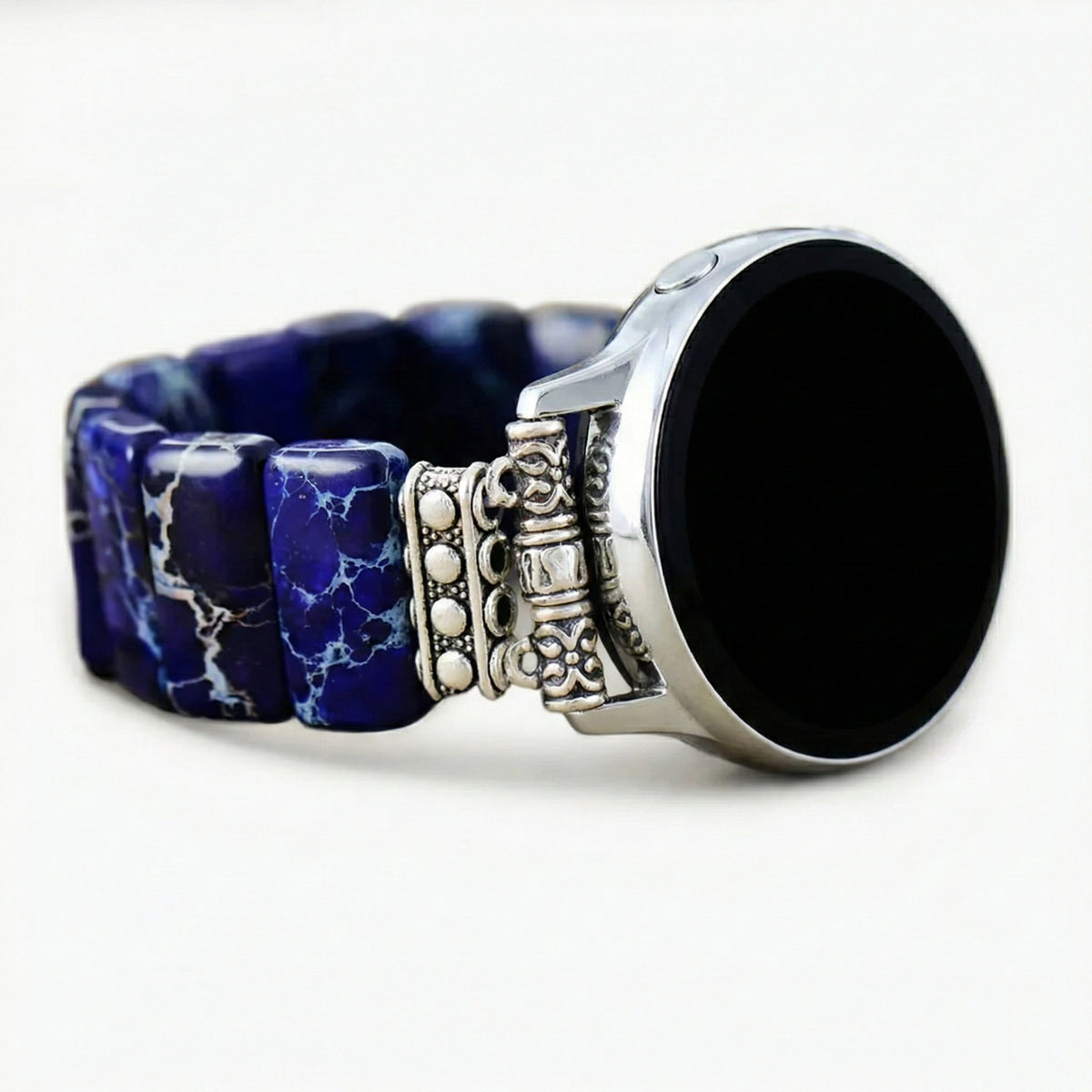 Pulseira Elástica para Samsung Galaxy Watch em Jaspe Tibetano Azul Marinho Escuro
