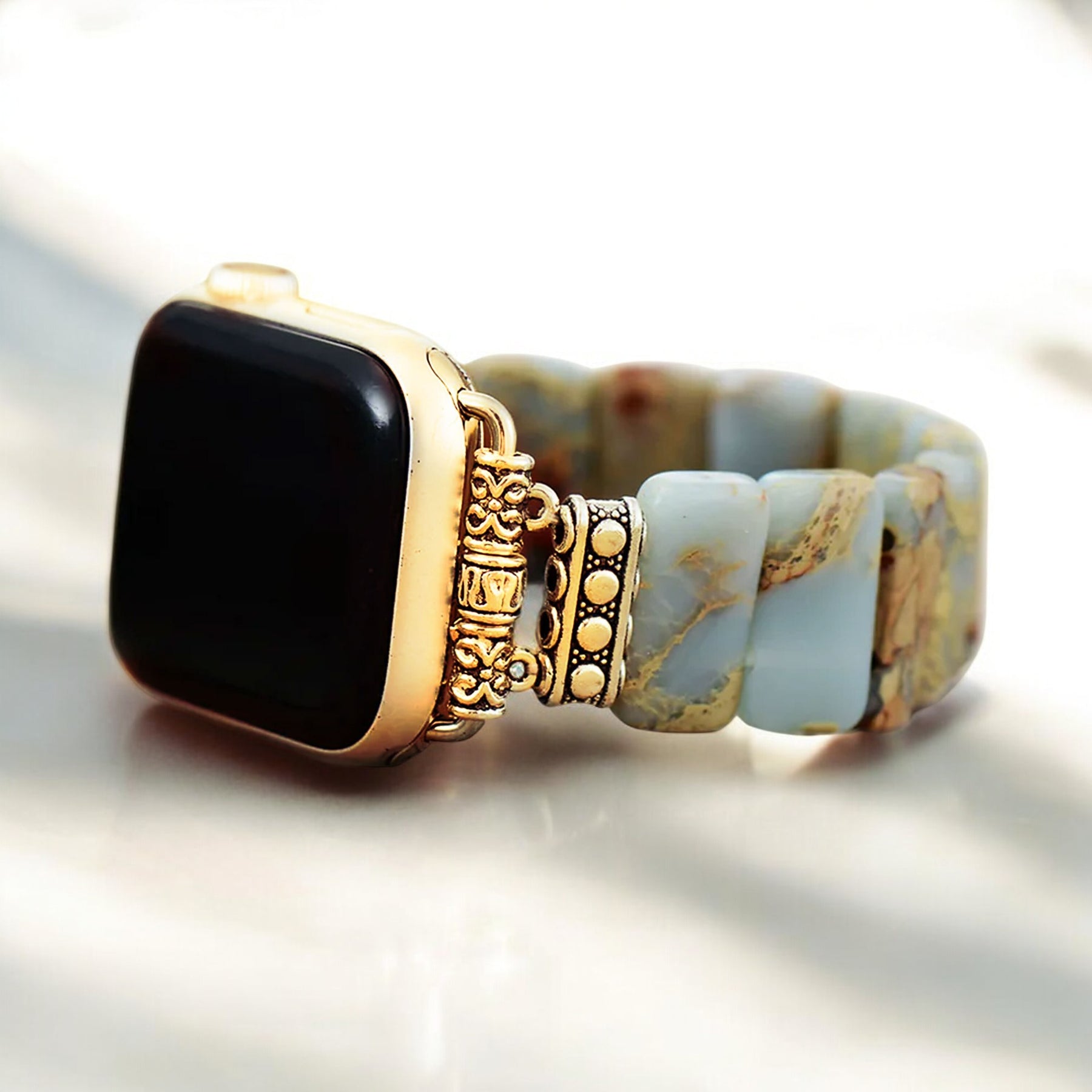 Pulseira de relógio Apple Stretch em jaspe tibetano terrestre