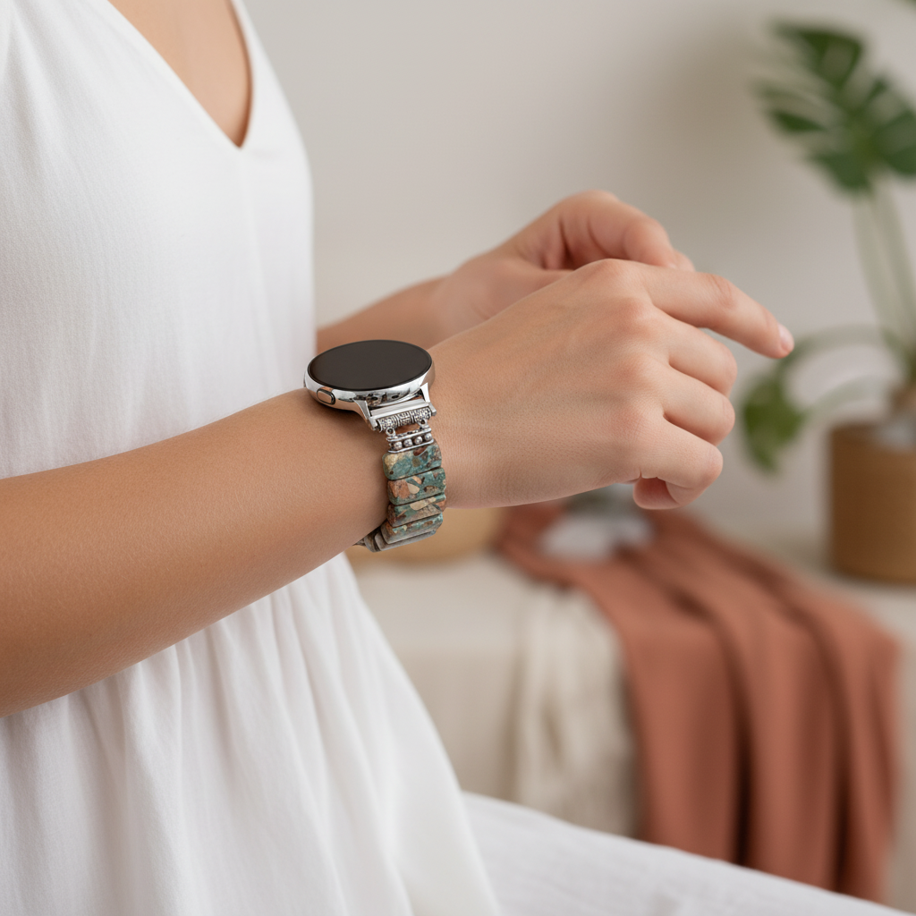 Correia elástica para relógio Samsung Galaxy em jaspe tibetano Earth