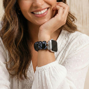 Pulseira Apple Watch de Ágata Mármore Preto