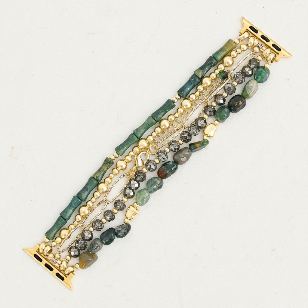 Correia Elástica Dourada Verde para Apple Watch