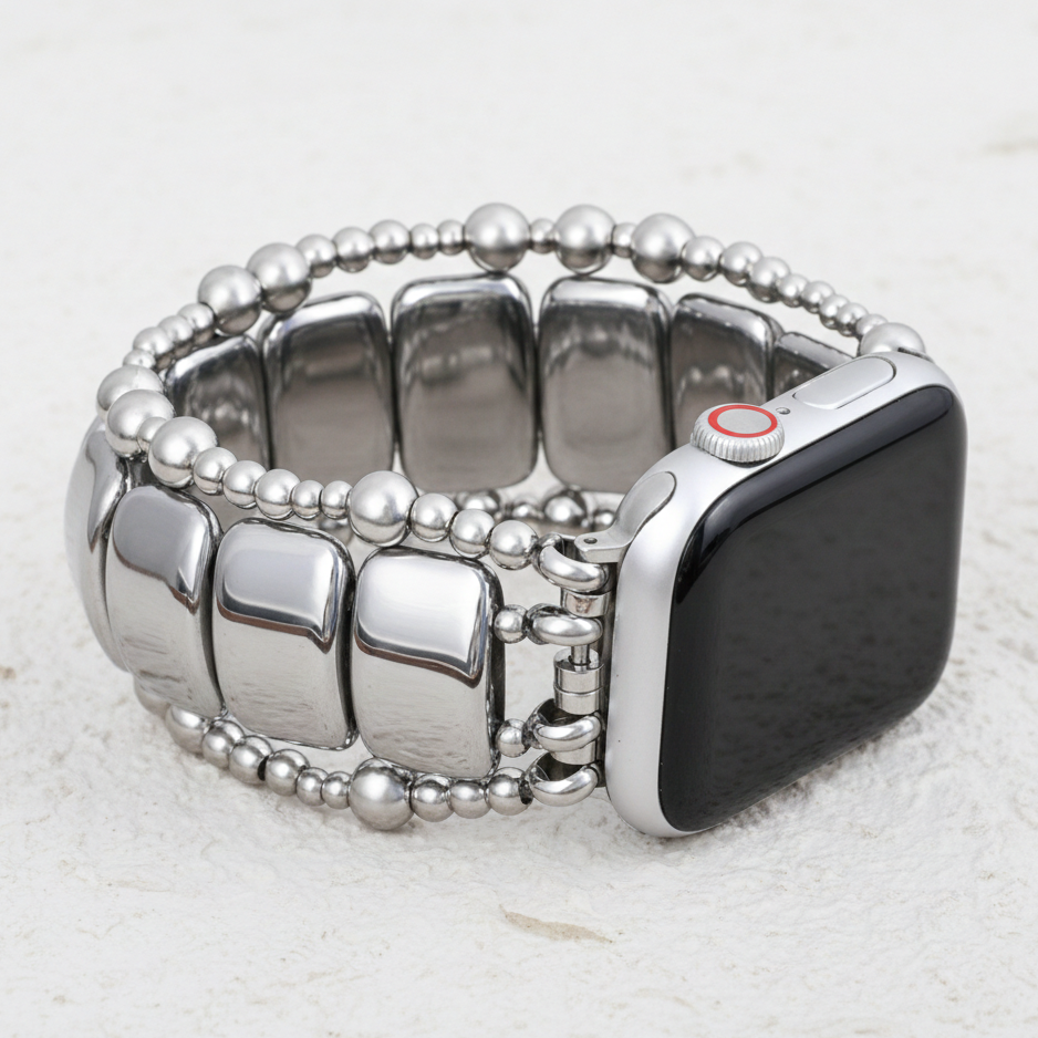 Correia Elástica Platinum Noir para Apple Watch