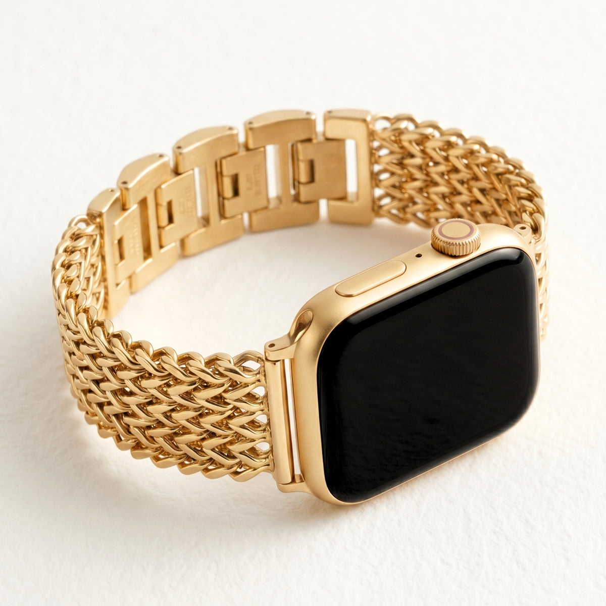 Pulseira de Corrente Dourada de Luxo para Apple Watch