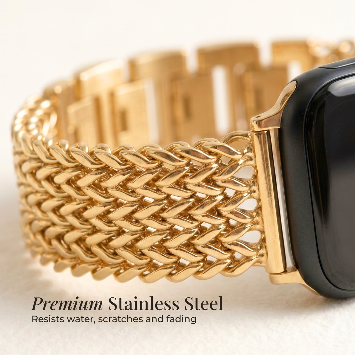 Pulseira de Corrente Dourada de Luxo para Apple Watch