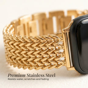 Pulseira de Corrente Dourada de Luxo para Apple Watch