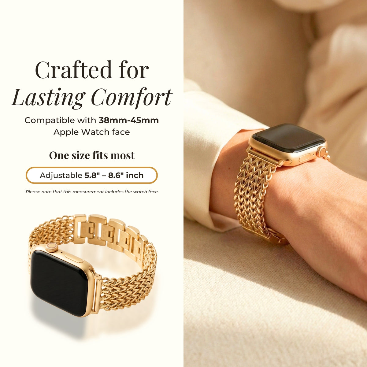 Pulseira de Corrente Dourada de Luxo para Apple Watch